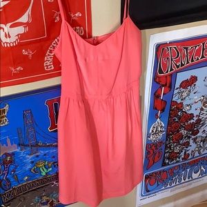 J.Crew Coral Sheer Lined Midi Dress